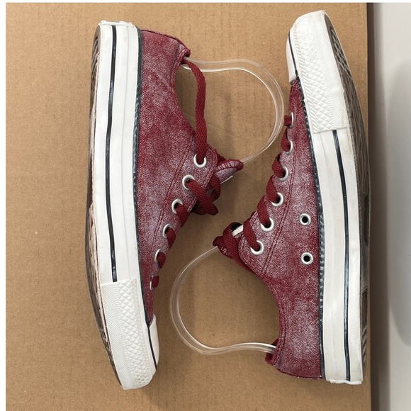 Converse Chuck Taylor All Star Low Top Burgundy Canvas Sneakers Womens 8 - Picture 13 of 15